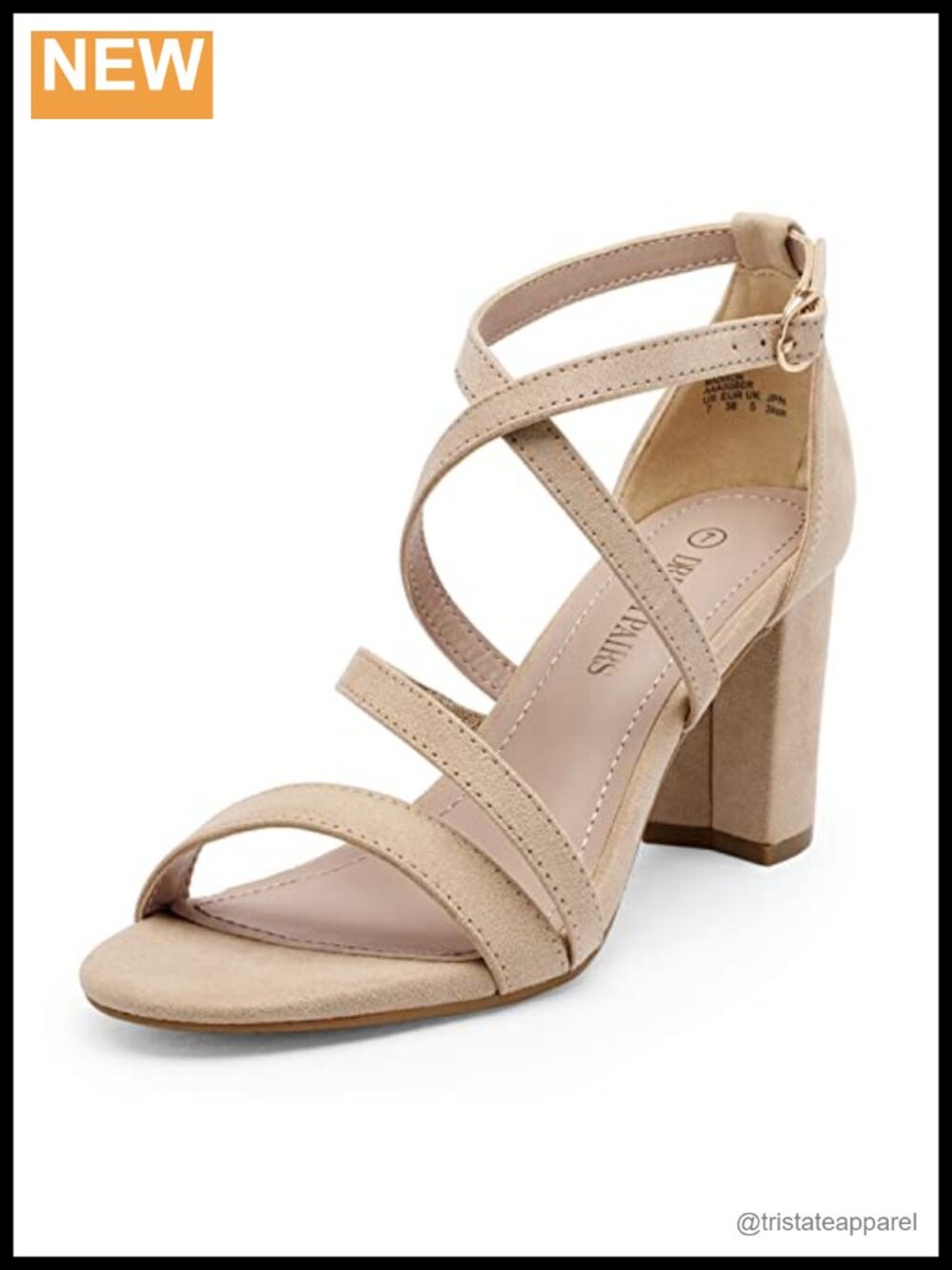 Block Chunky Heel Sandals Crossover Strap 3-Inch Comfort Dress